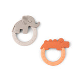 Done By Deer teether 2 pack deer friends, papaya/sand