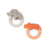 Done By Deer teether 2 pack deer friends, papaya/sand