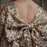 Konges Slojd lila sequins mašna haljina, gold glitter