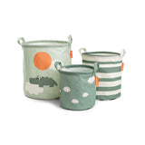 Done By Deer storage basket set 3 pcs happy clouds, green