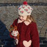 Konges Slojd belou pletena beretka, rose