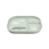 Done By Deer foodie compartment plate croco, green