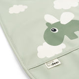 Done By Deer bib w/velcro happy clouds, green