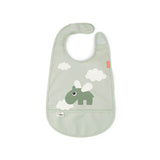 Done By Deer bib w/velcro happy clouds, green