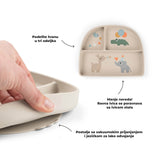 Done By Deer celebration silikonski stick&stay tanjir sa pregradama, bež