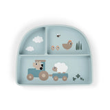 Done By Deer tiny farm silikonski stcik&stay tanjir sa pregradama, plavo