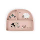 Done By Deer tiny farm silikonski stick&stay tanjir sa pregradama, roze