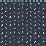 Dekornik wallpaper spanish horses with border, blue