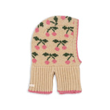 Konges Slojd belou pletena balaclava kapa, cherry