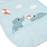 Done By Deer bib w/velcro playground, blue