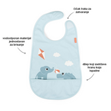 Done By Deer bib w/velcro playground, blue