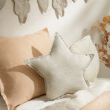 Nobodinoz star cushion L1N0 in washed French linen, greige