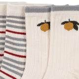 KONGES SLOJD 2 PACK RIB STRIPE SOCKS, blue stripe/lemon