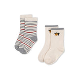 KONGES SLOJD 2 PACK RIB STRIPE SOCKS, blue stripe/lemon