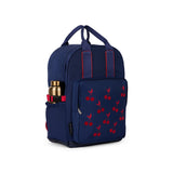 Caramel&cie navy blue velvet cherries backpack