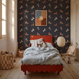 Dekornik wallpaper spanish horses with border, red