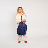 Caramel&cie navy blue velvet cherries backpack