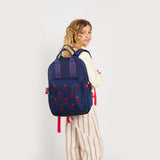 Caramel&cie navy blue velvet cherries backpack
