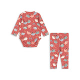KONGES SLOJD BASIC BODY/PANTS SET, bow ballerina blush
