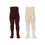 Konges Slojd 2 pack pointelle tights, bordeaux/off white