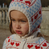 Konges Slojd belou pletena balaclava kapa, heart