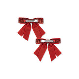 Konges Slojd velvet bow hair clips, red glitter