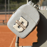 Donsje Raffie Schoolbag | Blue - Moss Green Striped
