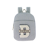 Donsje Raffie Schoolbag | Blue - Moss Green Striped