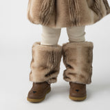 Donsje widya leg warmers | soft taupe striped teddy