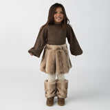 Donsje widya leg warmers | soft taupe striped teddy