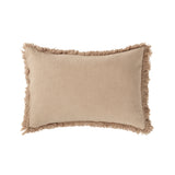 Nobodinoz fringes cushion landscape in washed cotton sesame