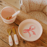 Elodie rosie bow silikonski set za jelo sa tanjirom