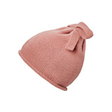 Elodie furry knit beanie rosy bow