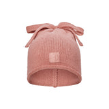 Elodie furry knit beanie rosy bow