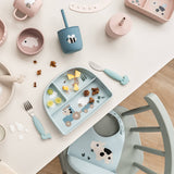 Done By Deer silicone straw cup 2-pack tiny farm, blue