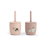 Done By Deer tiny farm silicone straw cup 2-pack, powder