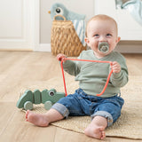 Done By Deer pull along wiggle toy croco, green