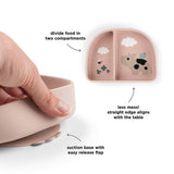 Done By Deer tiny farm silikonska stick&stay činija sa pregradom, roze