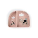 Done By Deer tiny farm silikonska stick&stay činija sa pregradom, roze