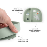 Done By Deer playground silikonska stick&stay činija sa pregradom, zeleno