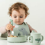 Done By Deer playground silikonska stick&stay činija sa pregradom, zeleno