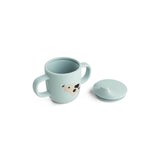 Done By Deer silicone spout cup 2-handle tiny farm, blue