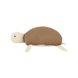 Nobodinoz embroidered turtle cushion in washed cotton wabi-sabi