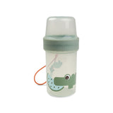 Done By Deer to go 2 way snack container L croco, green