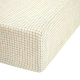 Nobodinoz baby fitted sheet in washed double muslin wabi-sabi blue grid