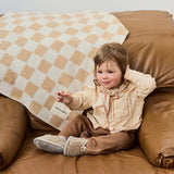  Binibamba camel chequerboard merino blanket