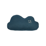 Nobodinoz cloud cushion L1N0 in washed French linen - Bird embroidery, deep blue