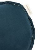 Nobodinoz cloud cushion L1N0 in washed French linen - Bird embroidery, deep blue