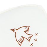 Nobodinoz cloud cushion L1N0 in washed French linen - Bird embroidery, off white