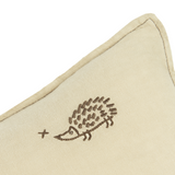 Nobodinoz embroidered rectangular cushion L1N0 in washed French linen, green tea